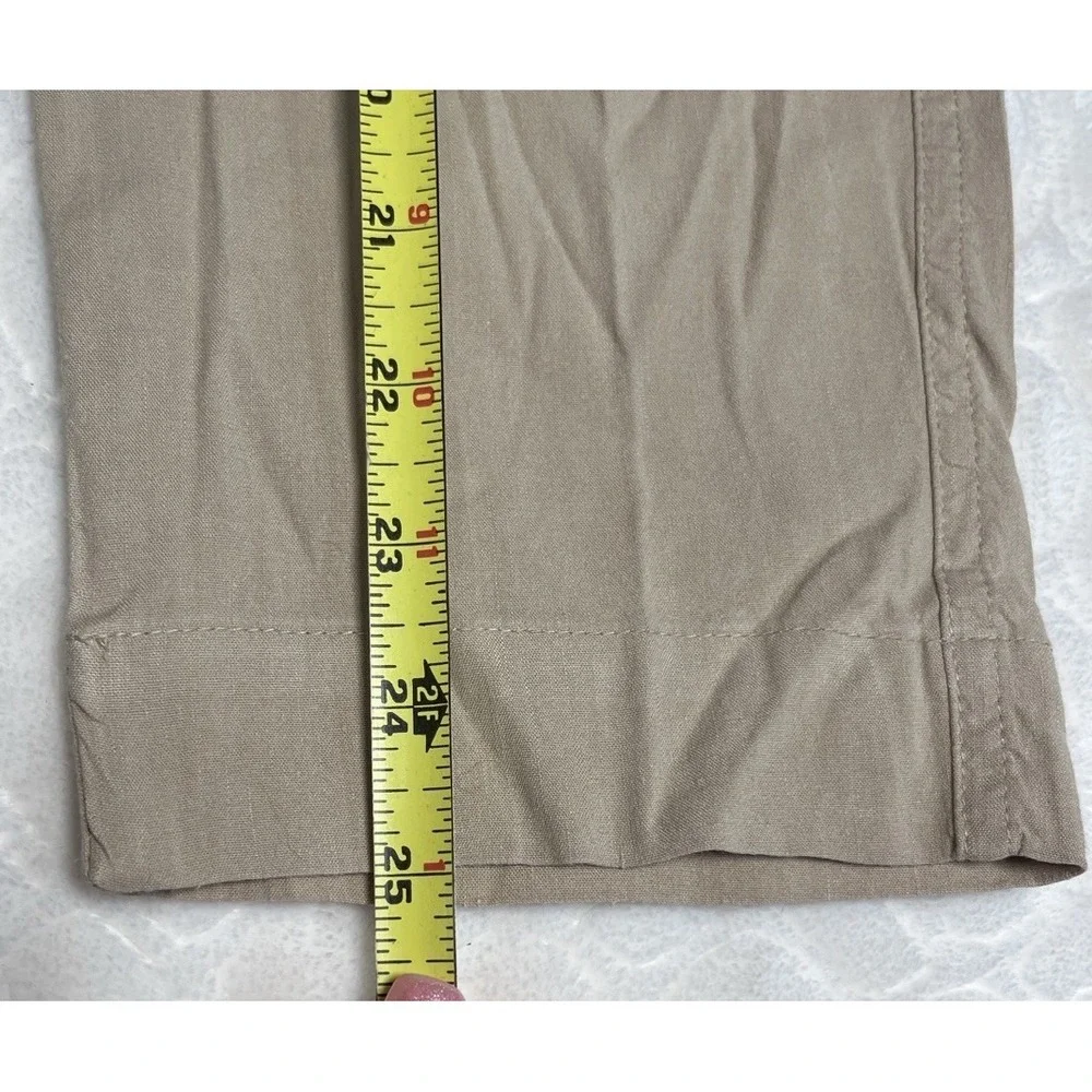 Vince Linen Blend Cargo Pants Womens 2 Khaki Utility Casual Relaxed Pockets - Picture 9 of 12